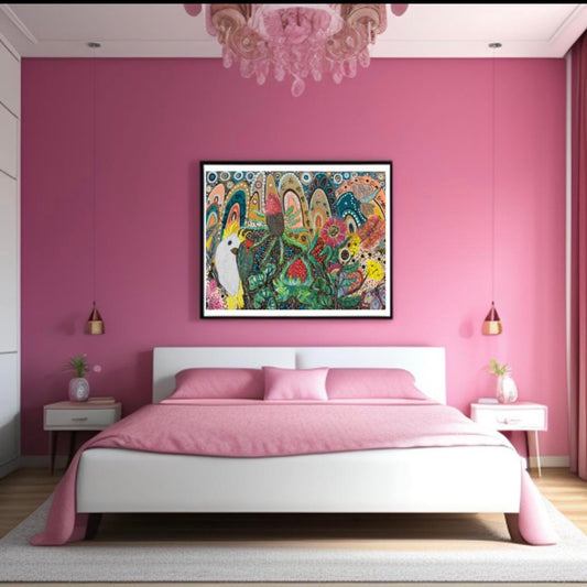 Decor - Ganggang (White Cockatoo)Dreaming (Smooth Cotton Rag) 90 x 60 cm